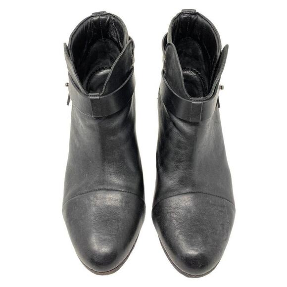 Rag and Bone Boots Black Leather Harrow Western Block Heel Ankle Boots - Picture 2 of 7